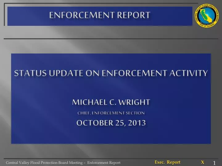 status update on enforcement activity michael c wright chief enforcement section october 25 2013