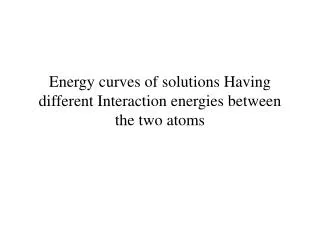 Energy curves of solutions Having different Interaction energies between the two atoms