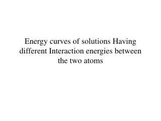 energy curves of solutions having different interaction energies between the two atoms