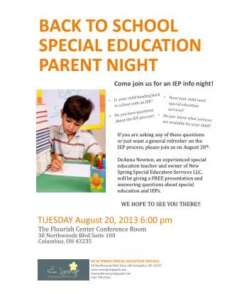 Back to school Special education Parent night