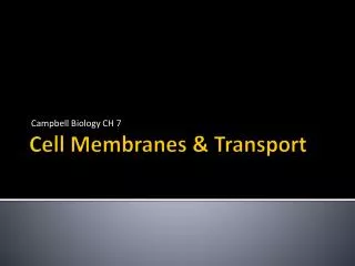 Cell Membranes &amp; Transport