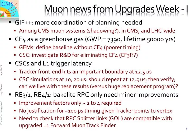 muon news from upgrades week i
