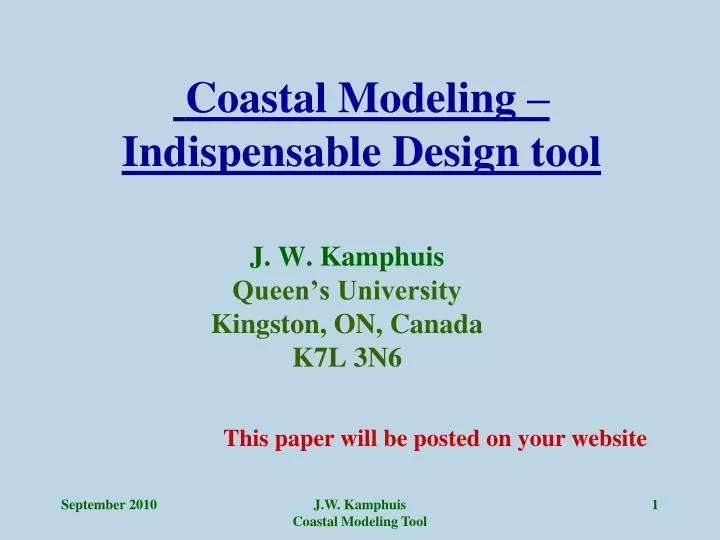 coastal modeling indispensable design tool