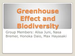 Greenhouse Effect and Biodiversity