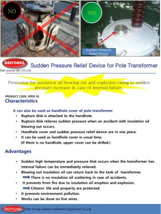 Sudden Pressure Relief Device for Pole Transformer