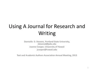 Using A Journal for Research and Writing