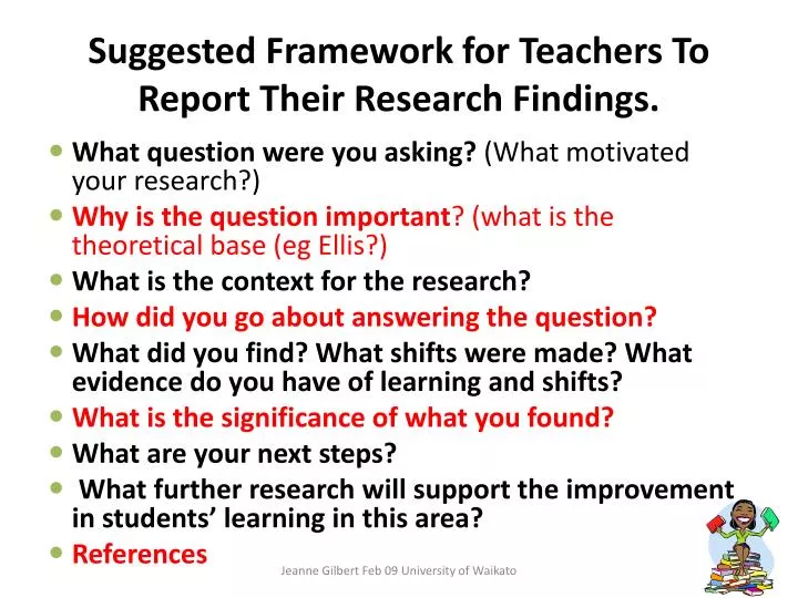 suggested framework for teachers to report their research findings