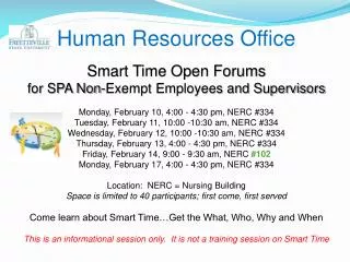 Human Resources Office Smart Time Open Forums