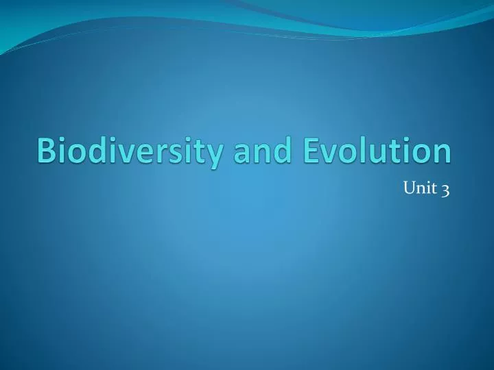 biodiversity and evolution
