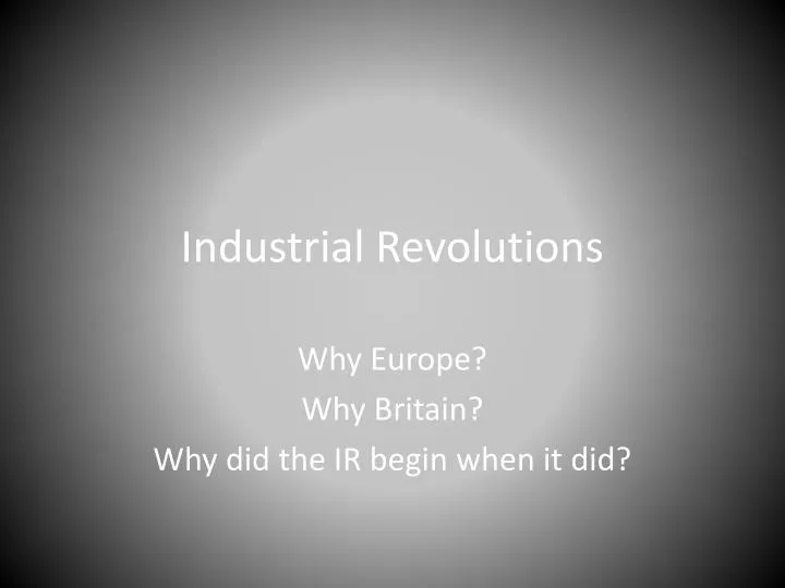 industrial revolutions