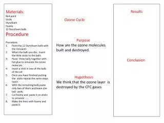 Materials : Red paint Sticks Styrofoam Foamy 12 Styrofoam balls Procedure Procedure: