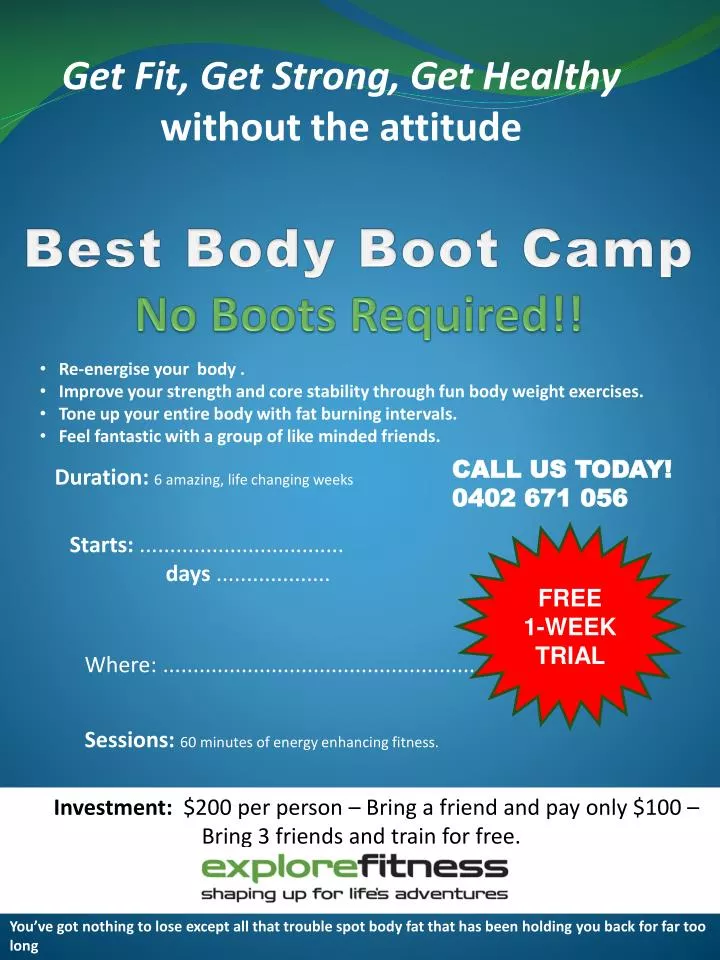 best body boot camp no boots required