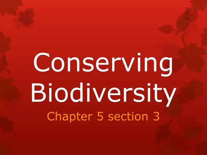 conserving biodiversity