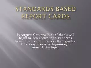 Standards Based Report Cards