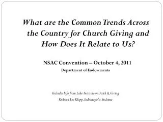 What are the Common Trends Across the Country for Church Giving and How Does It Relate to Us?