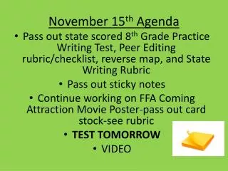 November 15 th Agenda