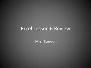 Excel Lesson 6 Review