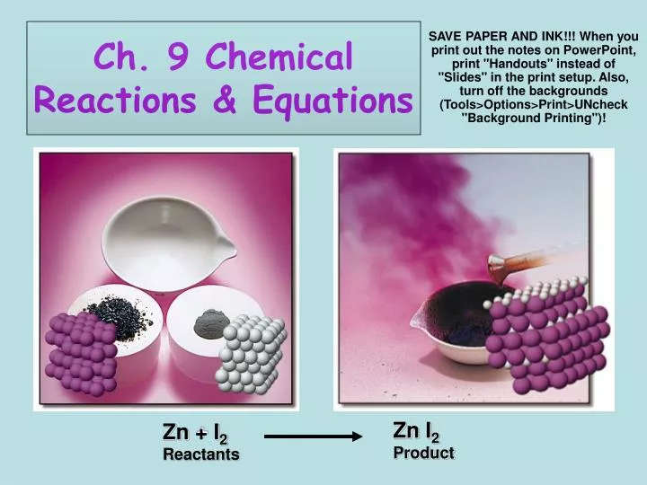 ch 9 chemical reactions equations