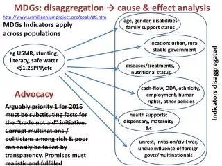 MDGs: disaggregation ? cause &amp; effect analysis