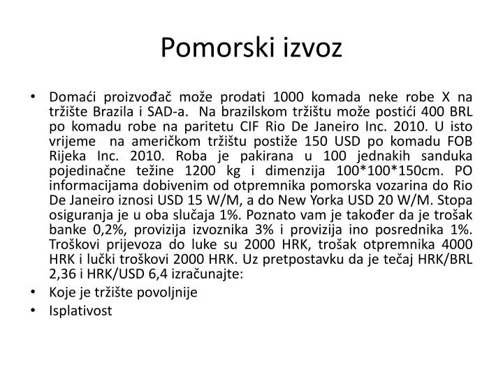 pomorski izvoz