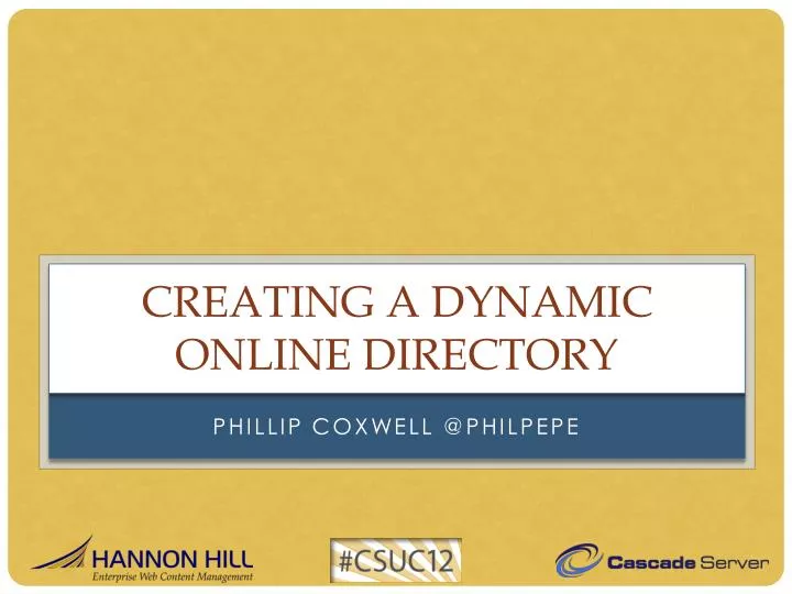creating a dynamic online directory