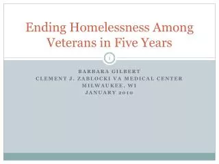 Ending Homelessness Among Veterans in Five Years