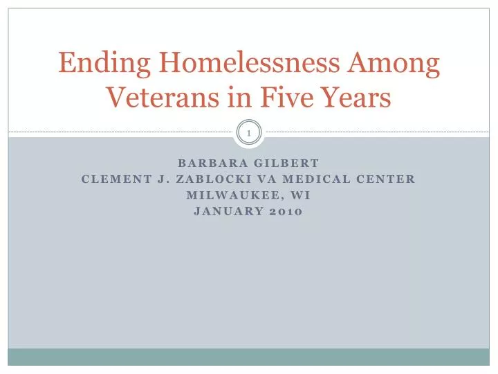 ending homelessness among veterans in five years