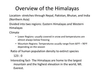 Overview of the Himalayas