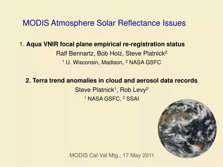 modis atmosphere solar reflectance issues
