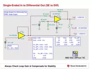 Single-Ended In to Differential Out (SE to Diff)