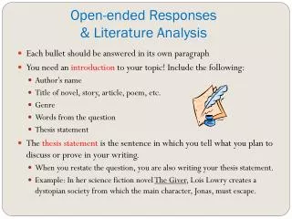Open-ended Responses &amp; Literature Analysis