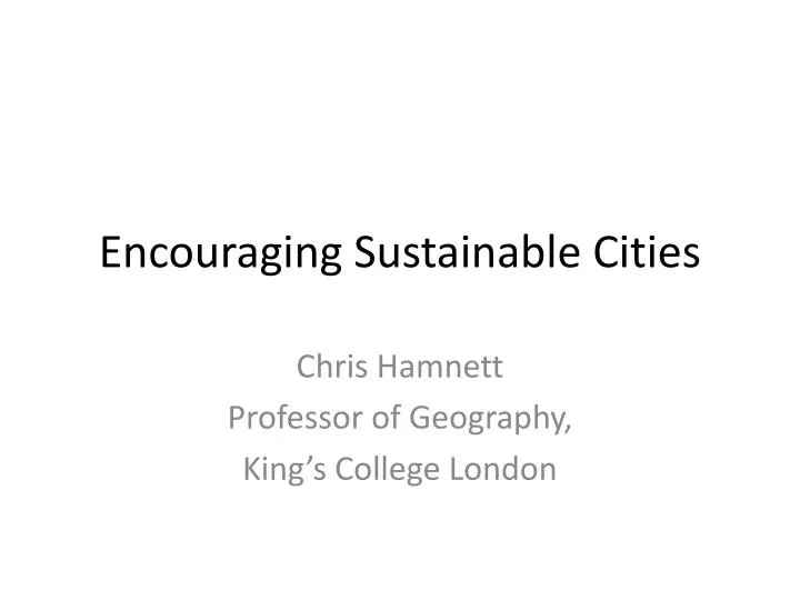 encouraging sustainable cities