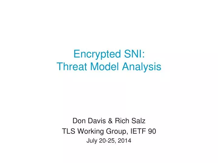 encrypted sni threat model analysis