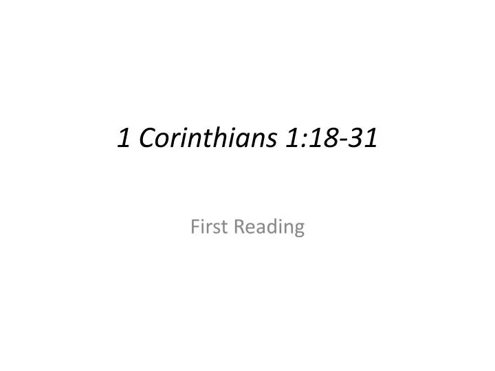 1 corinthians 1 18 31