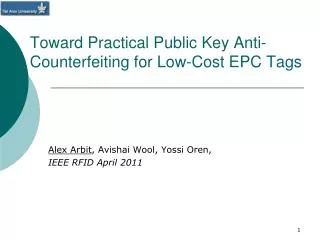 Toward Practical Public Key Anti-Counterfeiting for Low-Cost EPC Tags