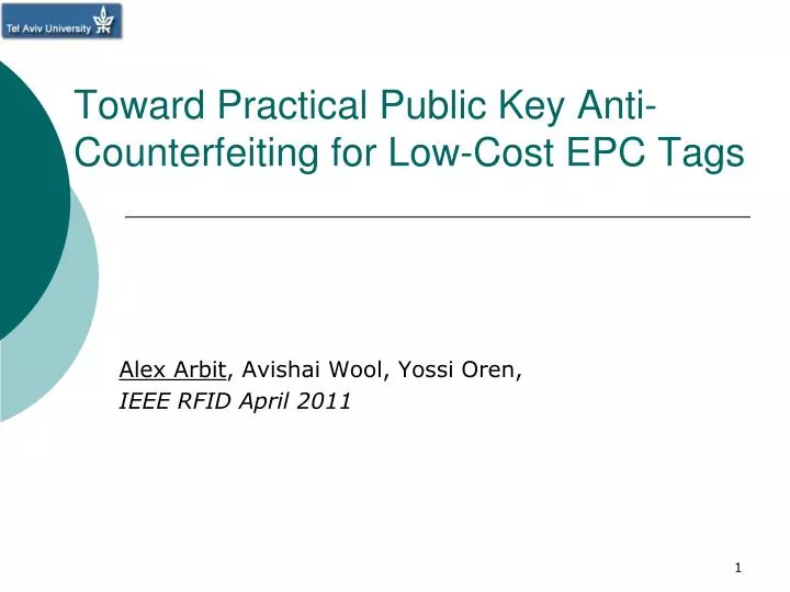 toward practical public key anti counterfeiting for low cost epc tags