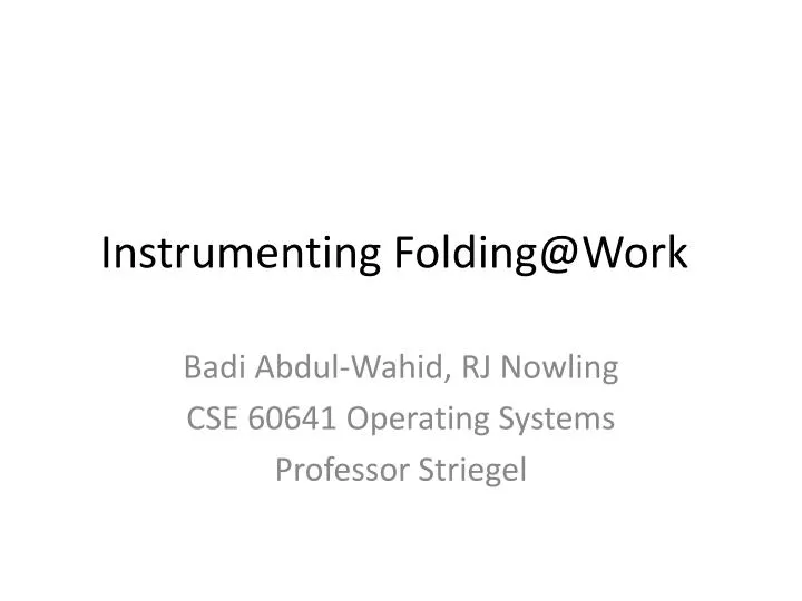 instrumenting folding@work