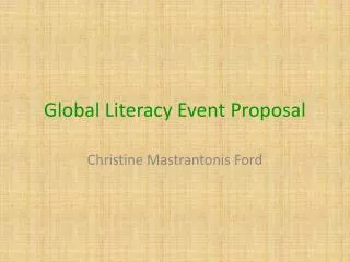 Global Literacy Event Proposal