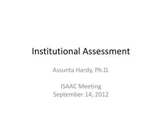 Institutional Assessment