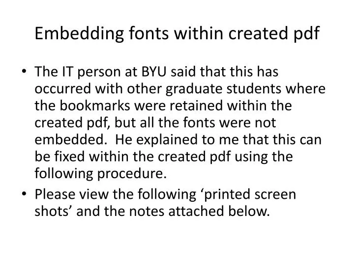 embedding fonts within created pdf