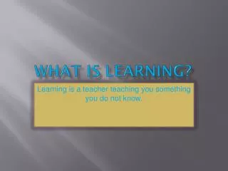 what is learning