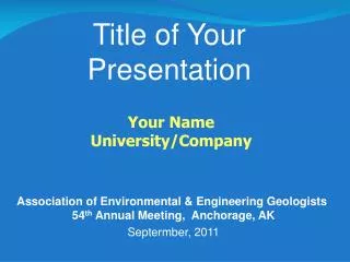 Title of Your Presentation