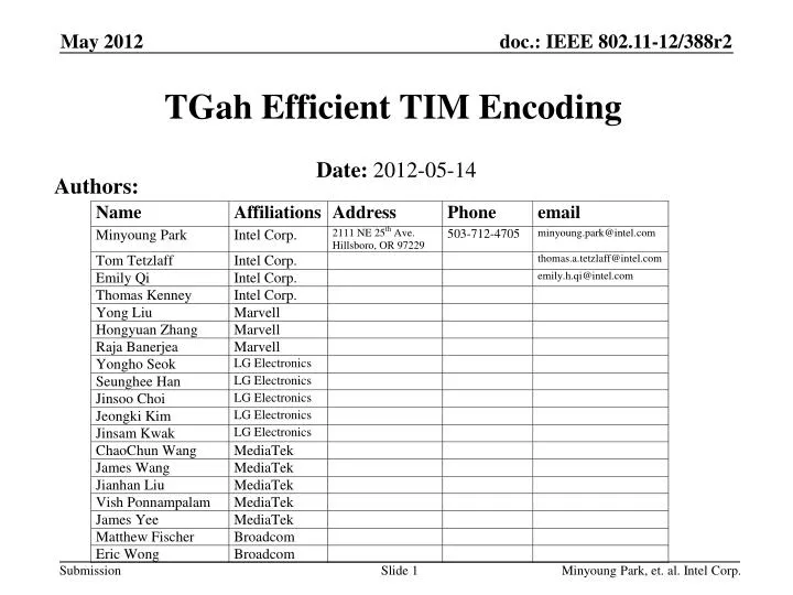 tgah efficient tim encoding
