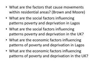What are the factors that cause movements within residential areas? (Brown and Moore)