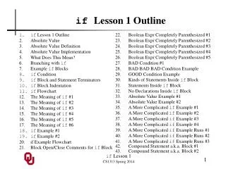 if Lesson 1 Outline