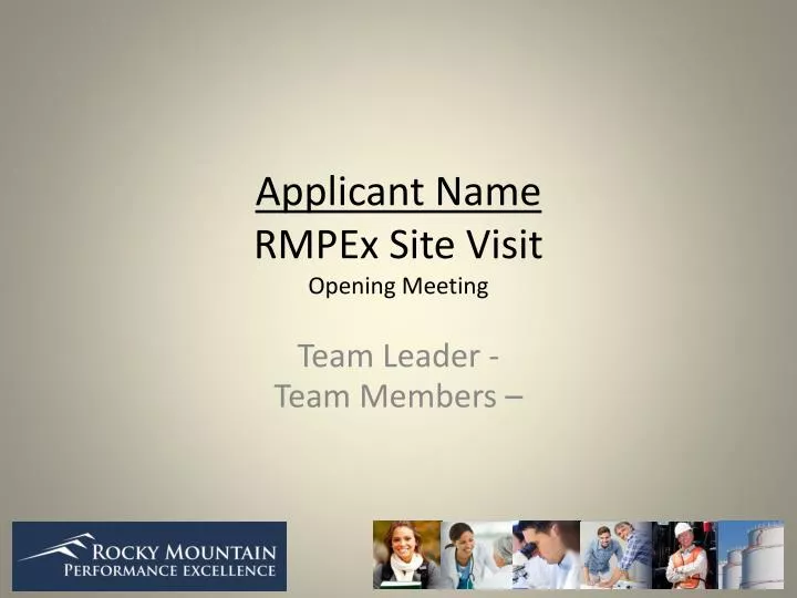 applicant name rm pex site visit opening meeting