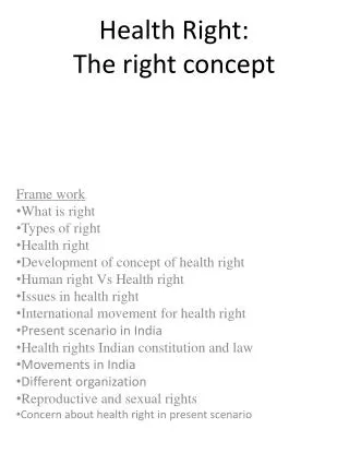 Health Right: The right concept