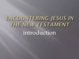 ENCOUNTERING JESUS IN THE NEW TESTAMENT