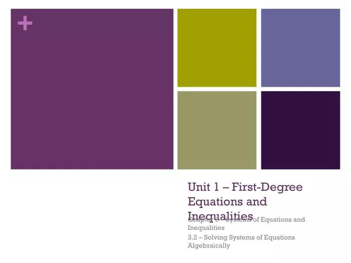 unit 1 first degree equations and inequalities