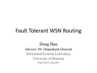 Fault Tolerant WSN Routing